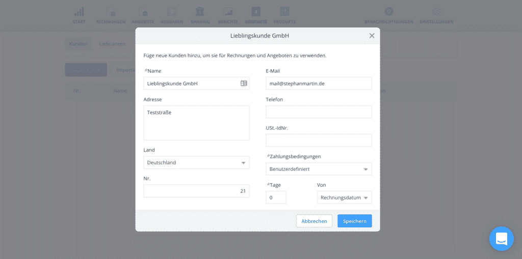 04 Debitoor Kontakt anlegen - Online Buchhaltungs- und Rechnungssoftware aus der Cloud